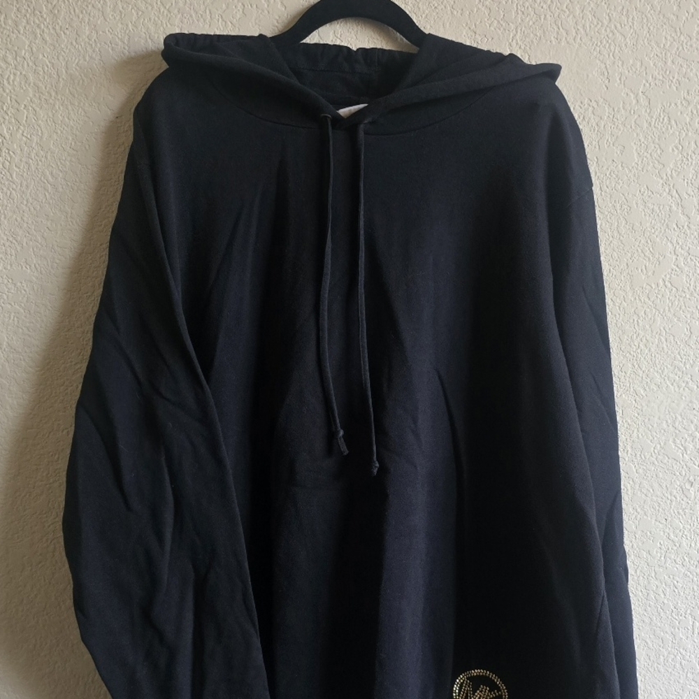 MICHAEL Michael Kors Black Hoodie with Gold Embroidery